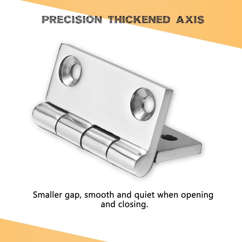 DIALESHU Heavy Duty Marine Boat Hatch Hinges 316 Stainless Steel, 2 x 2 Inch, Sturdy Deck Cabinet Door Hinges with Screws (Pack of 6) - Image 2